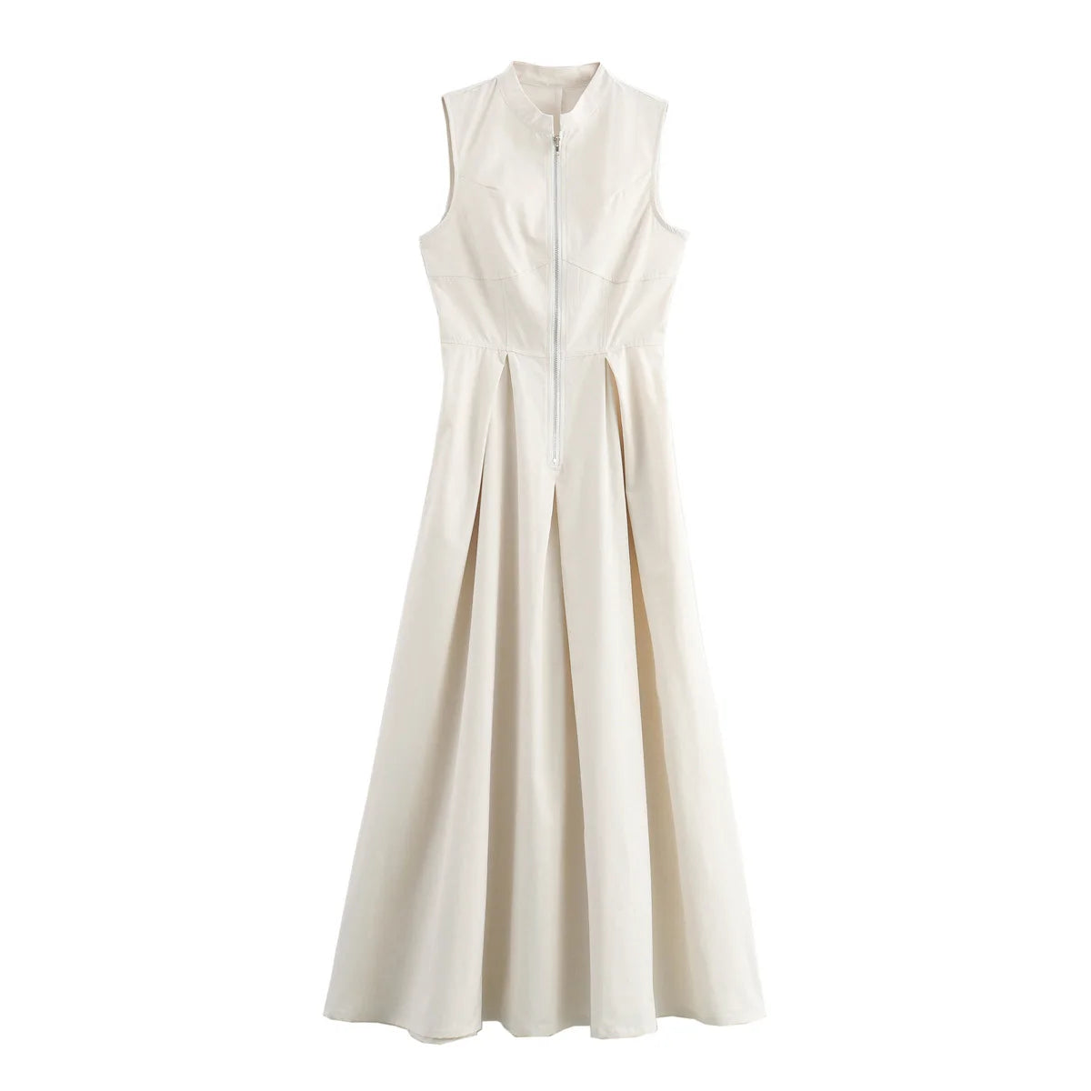 Long Sleeveless Zip-up Maxi Dress