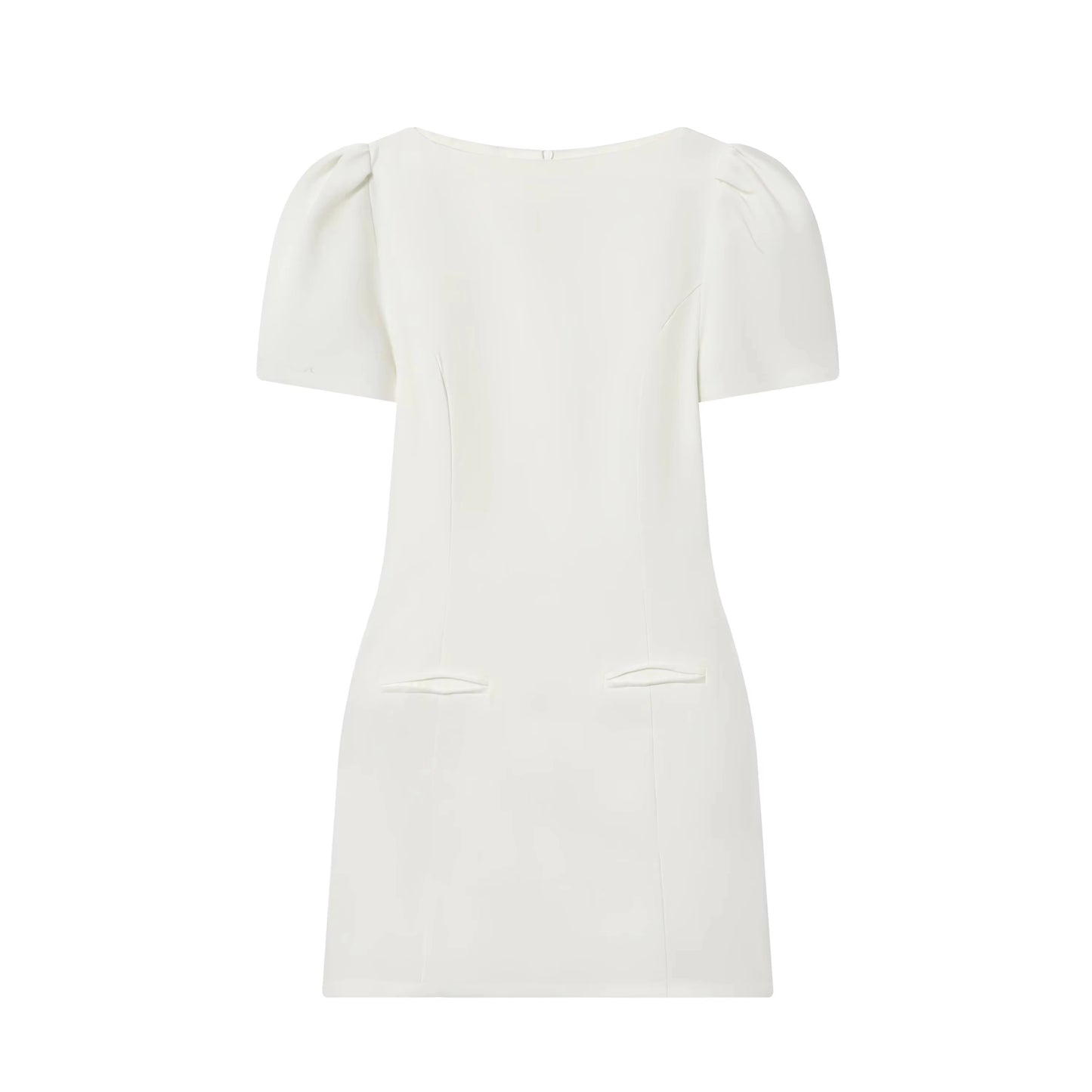 Elegant Solid Color Puff Sleeve Dress