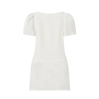 Elegant Solid Color Puff Sleeve Dress