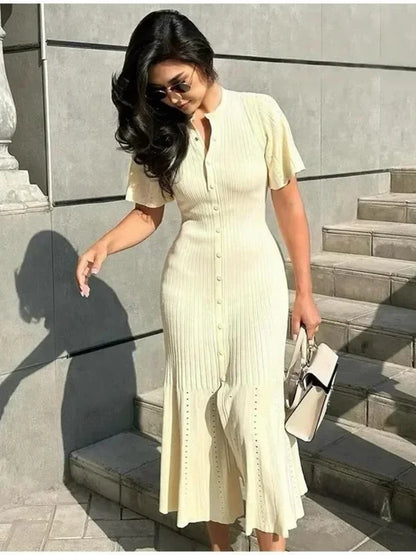 Women Elegant Knitted Long Dress