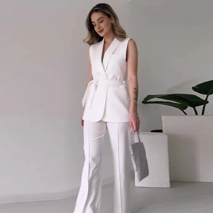 Sleeveless Blazer Trousers 2-piece Set