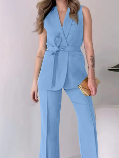 Sleeveless Blazer Trousers 2-piece Set