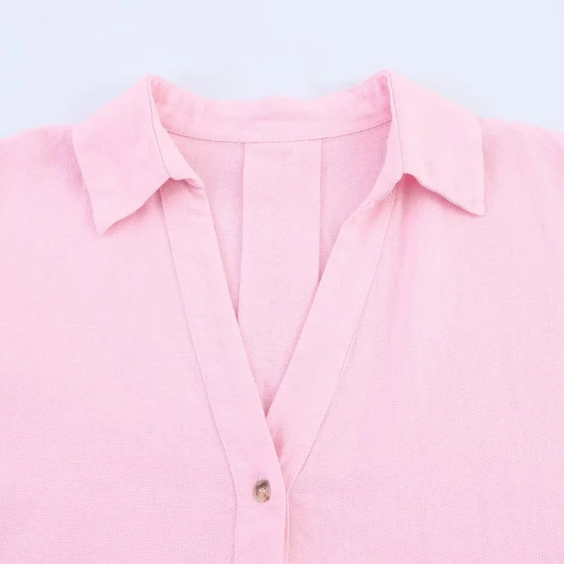 Women's Loose Casual Wide Sleeve Button up Blouse