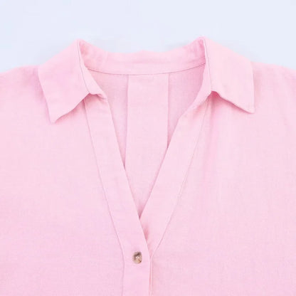 Women's Loose Casual Wide Sleeve Button up Blouse