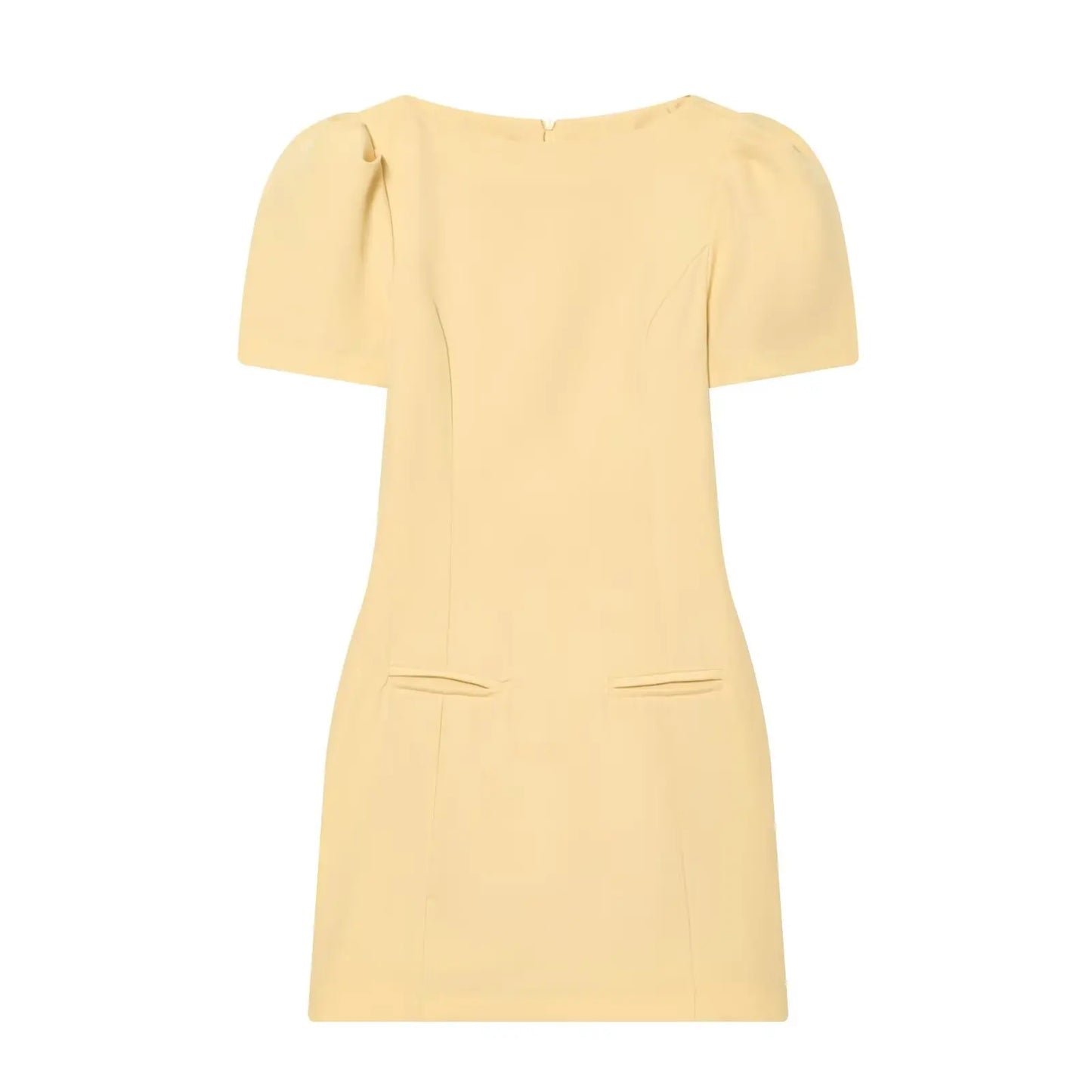 Elegant Solid Color Puff Sleeve Dress