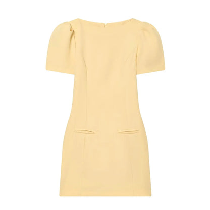 Elegant Solid Color Puff Sleeve Dress