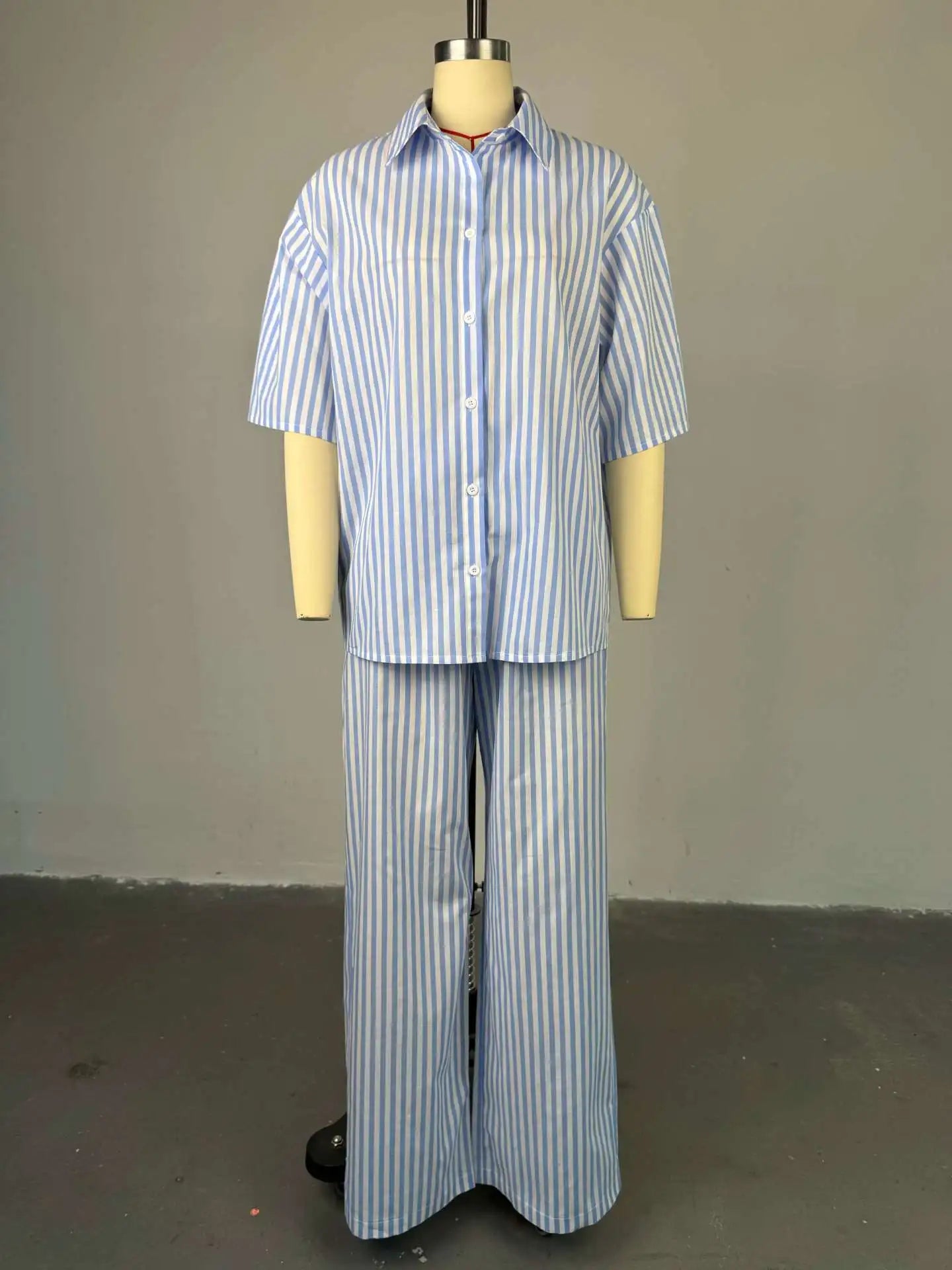 Women's Striped Half Sleeve Two Piece Set