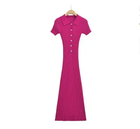 Long Knitted Button-up Mermaid Dress