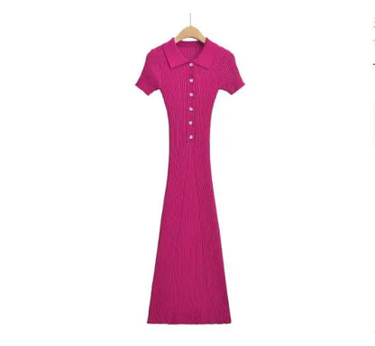 Long Knitted Button-up Mermaid Dress