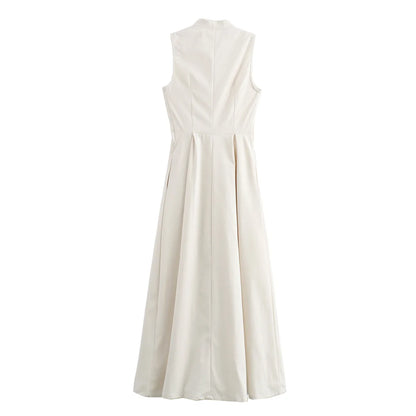Long Sleeveless Zip-up Maxi Dress