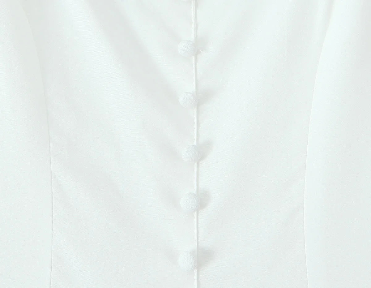 White Bow Strap Sleeveless Dress