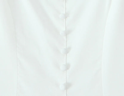 White Bow Strap Sleeveless Dress