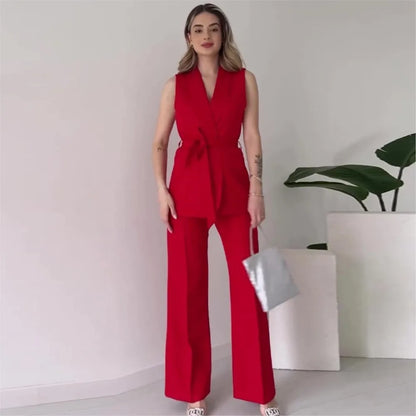 Sleeveless Blazer Trousers 2-piece Set