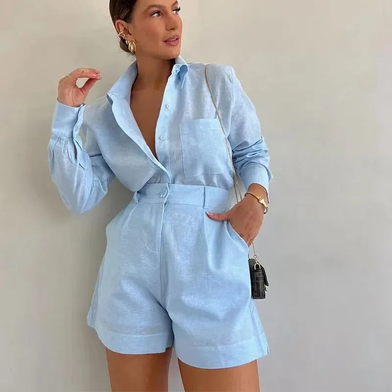 Long Sleeve 2-Piece Short Set