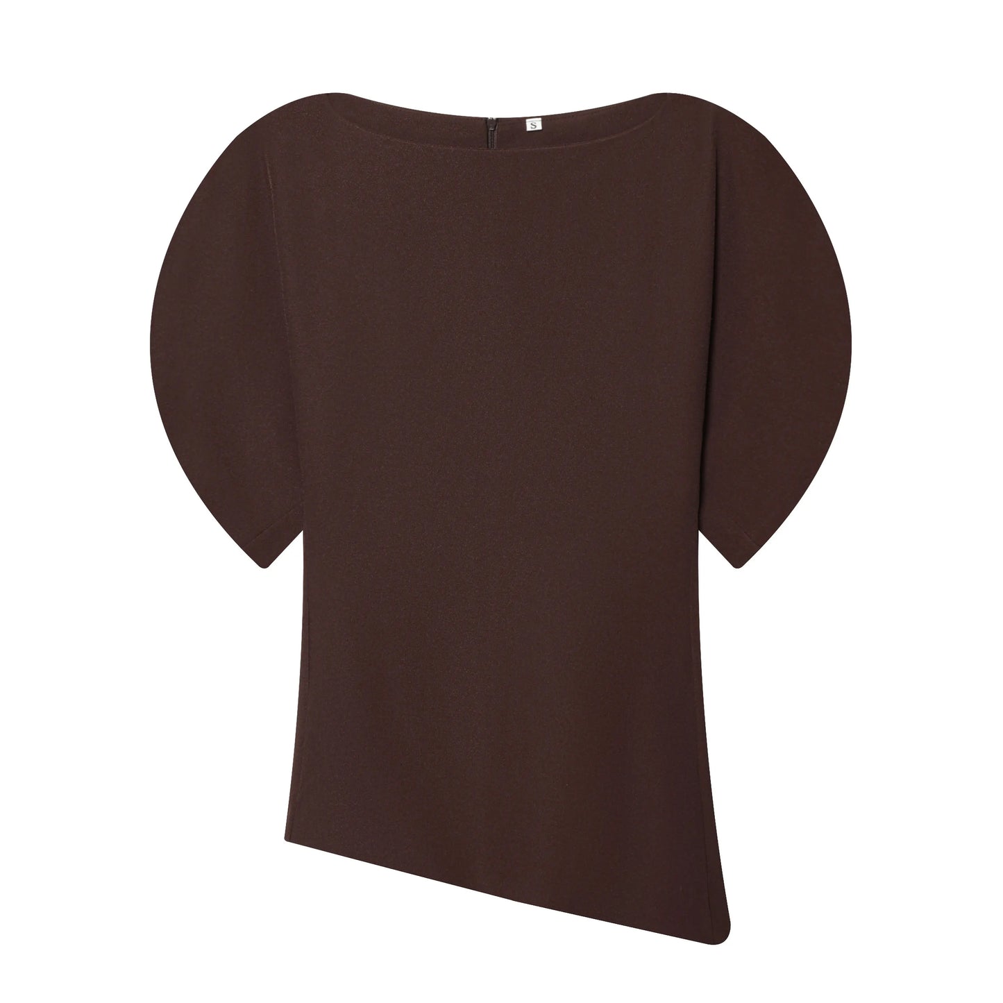 Elegant Asymmetrical Hem Solid Puff Sleeve Blouse
