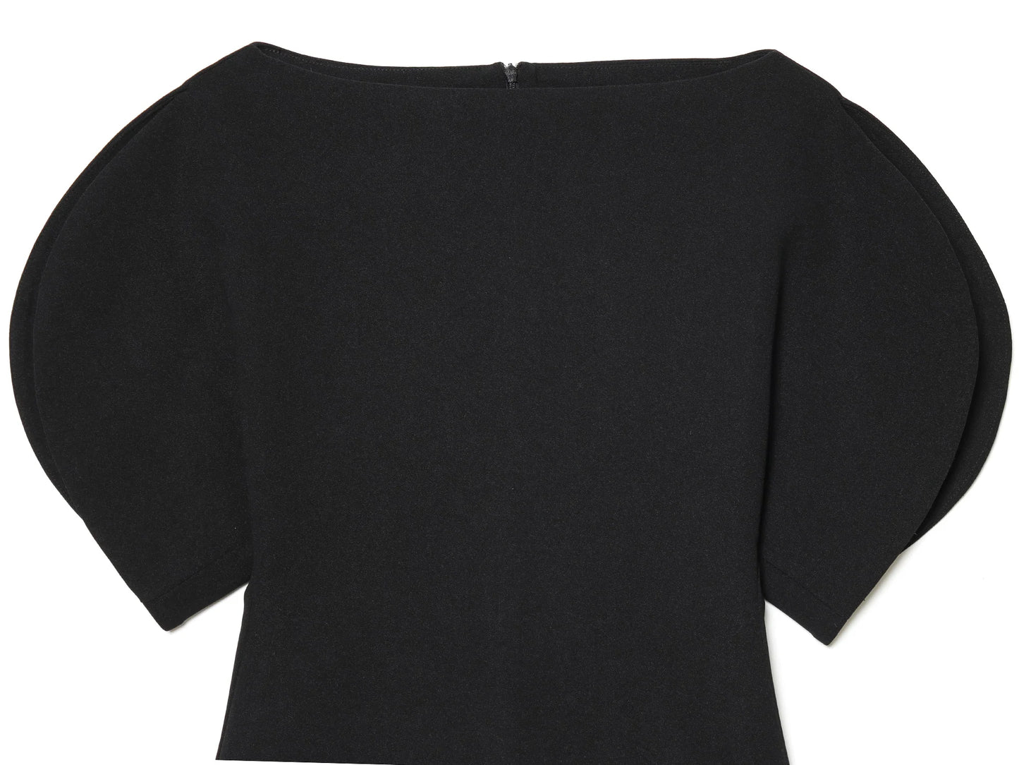 Elegant Asymmetrical Hem Solid Puff Sleeve Blouse