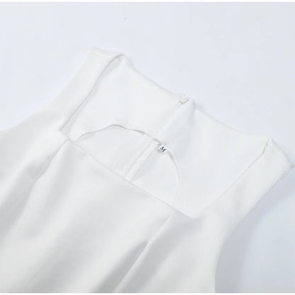 Elegant Solid Shawl Waist Cinching Dress