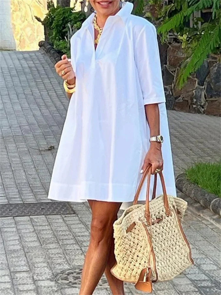 Spring White Shirt Dress