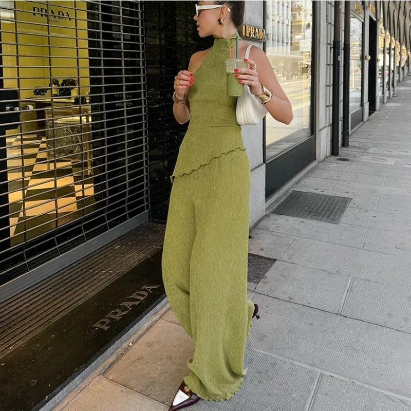Green Summer Pants Set