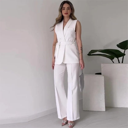 Sleeveless Blazer Trousers 2-piece Set