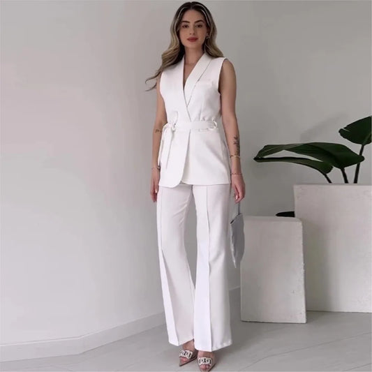 Sleeveless Blazer Trousers 2-piece Set
