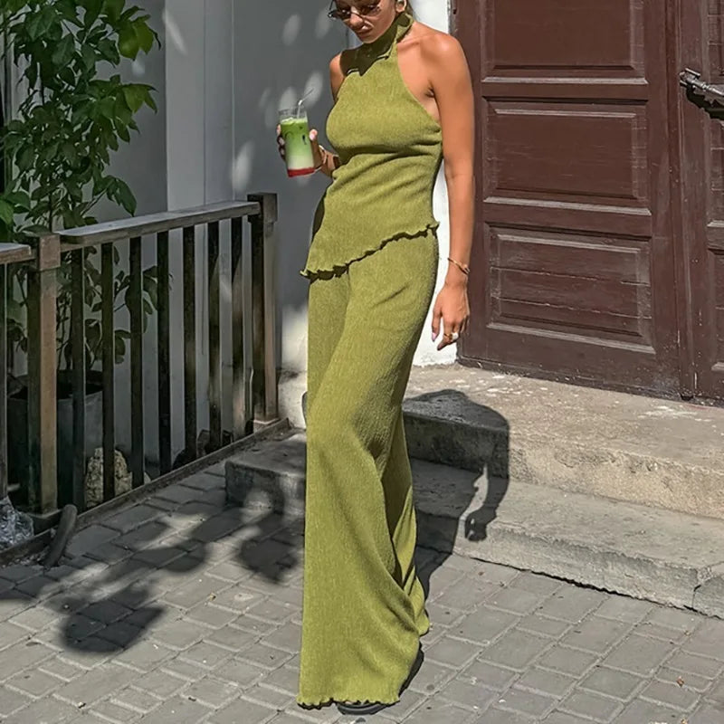 Green Summer Pants Set