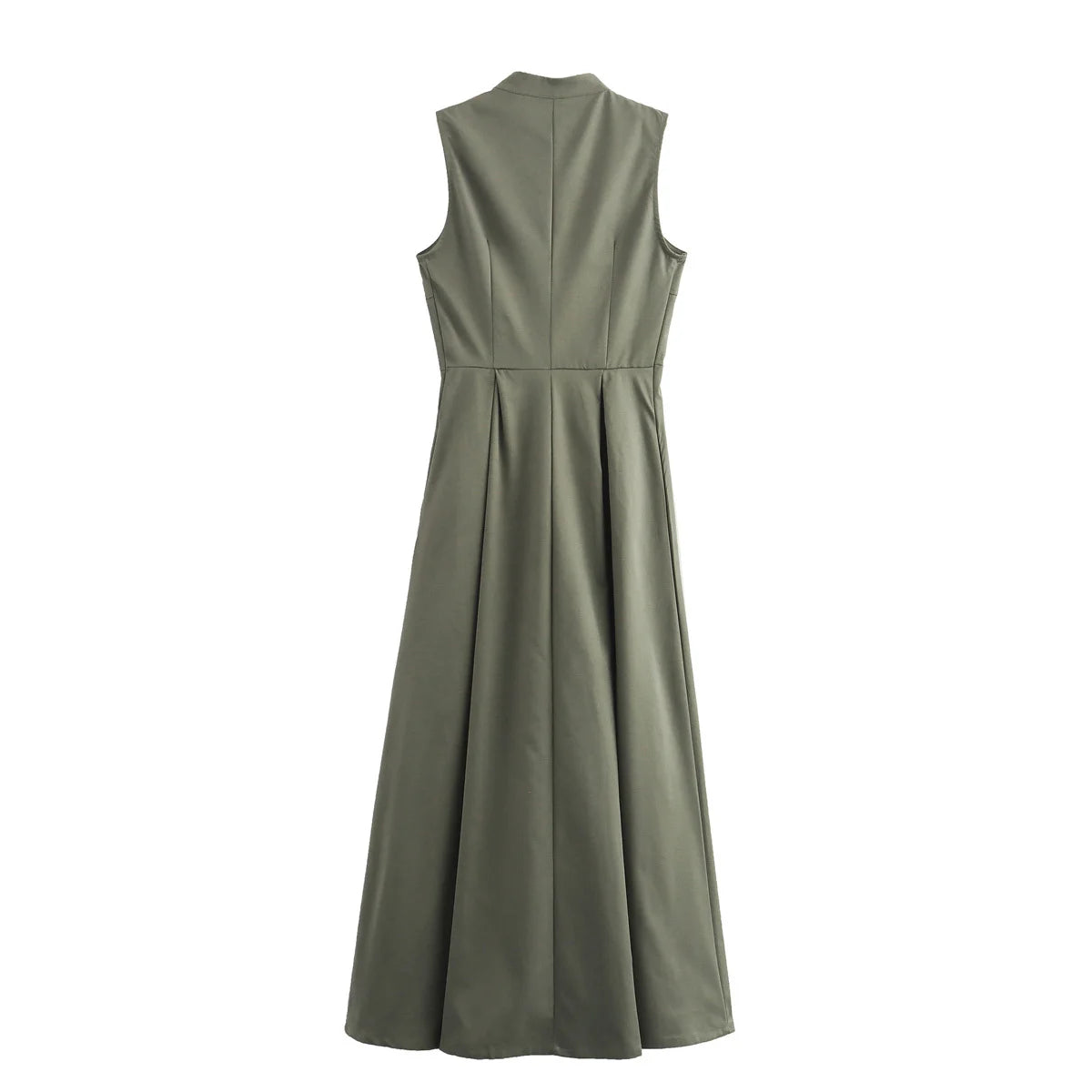 Long Sleeveless Zip-up Maxi Dress