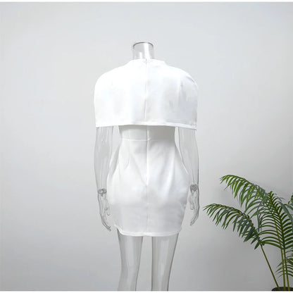 Elegant Solid Shawl Waist Cinching Dress