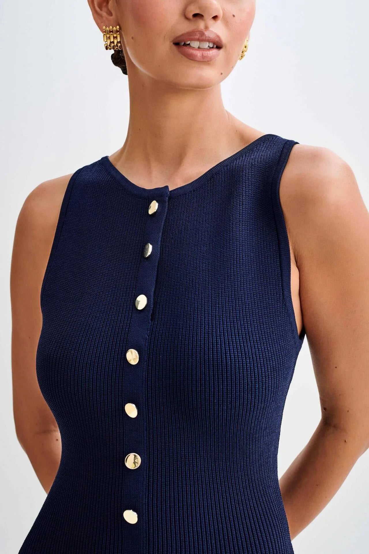 Knit Ribbed Sleeveless Cardigan Maxi dress