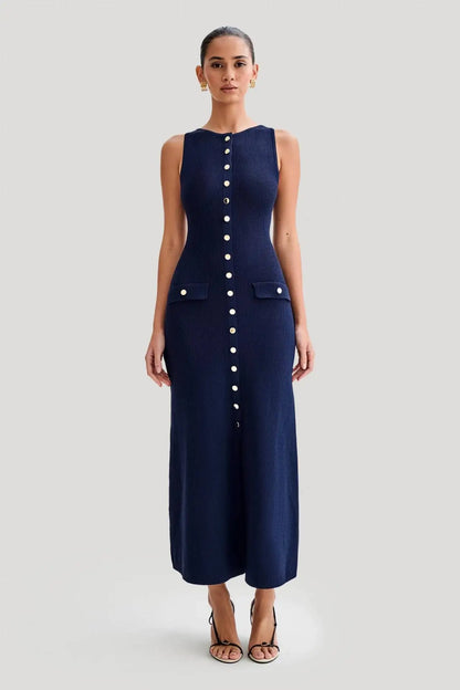 Knit Ribbed Sleeveless Cardigan Maxi dress