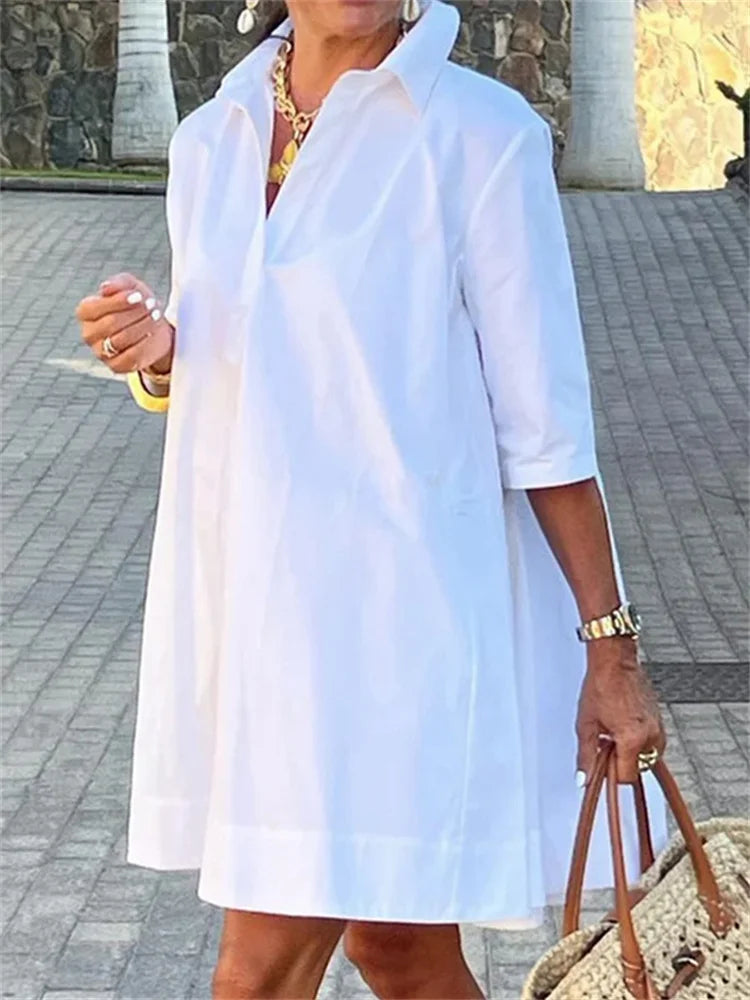 Spring White Shirt Dress