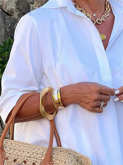 Spring White Shirt Dress
