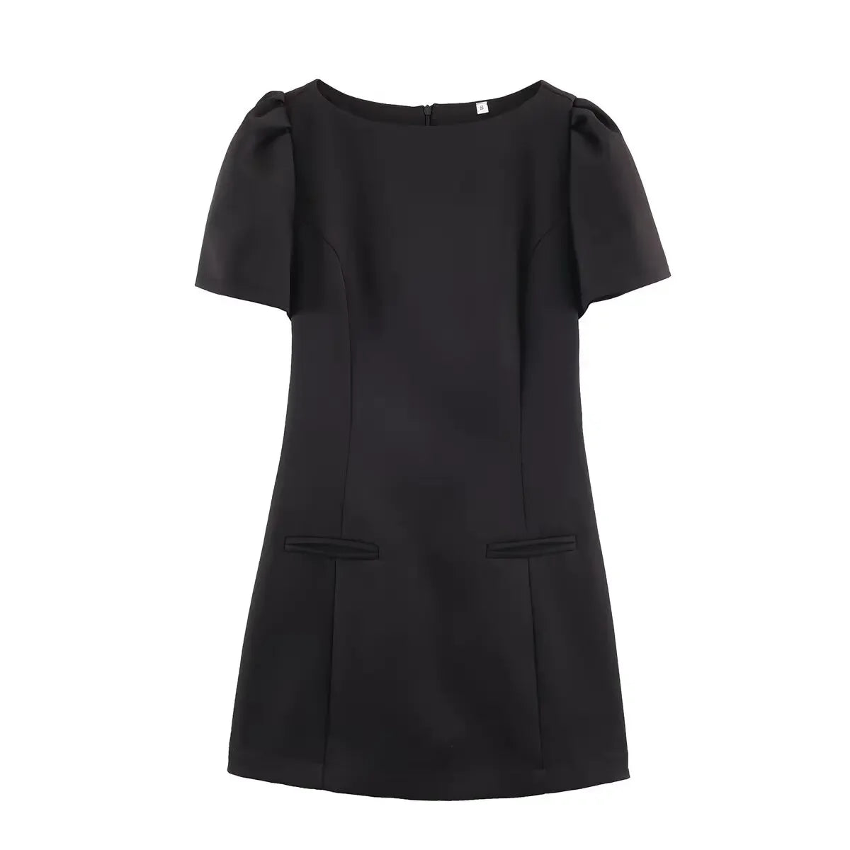 Elegant Solid Color Puff Sleeve Dress