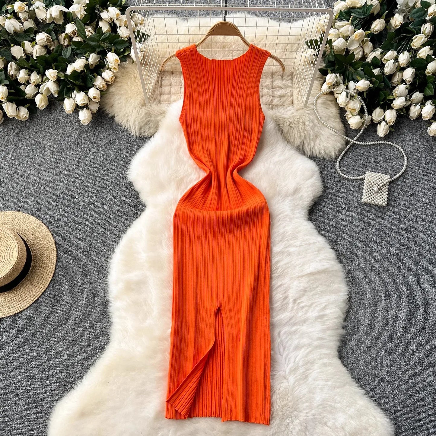 Chic Ribbed Maxi Dress