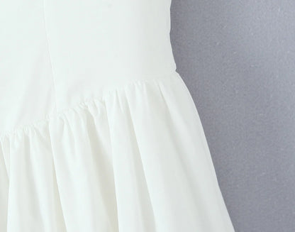 White Bow Strap Sleeveless Dress
