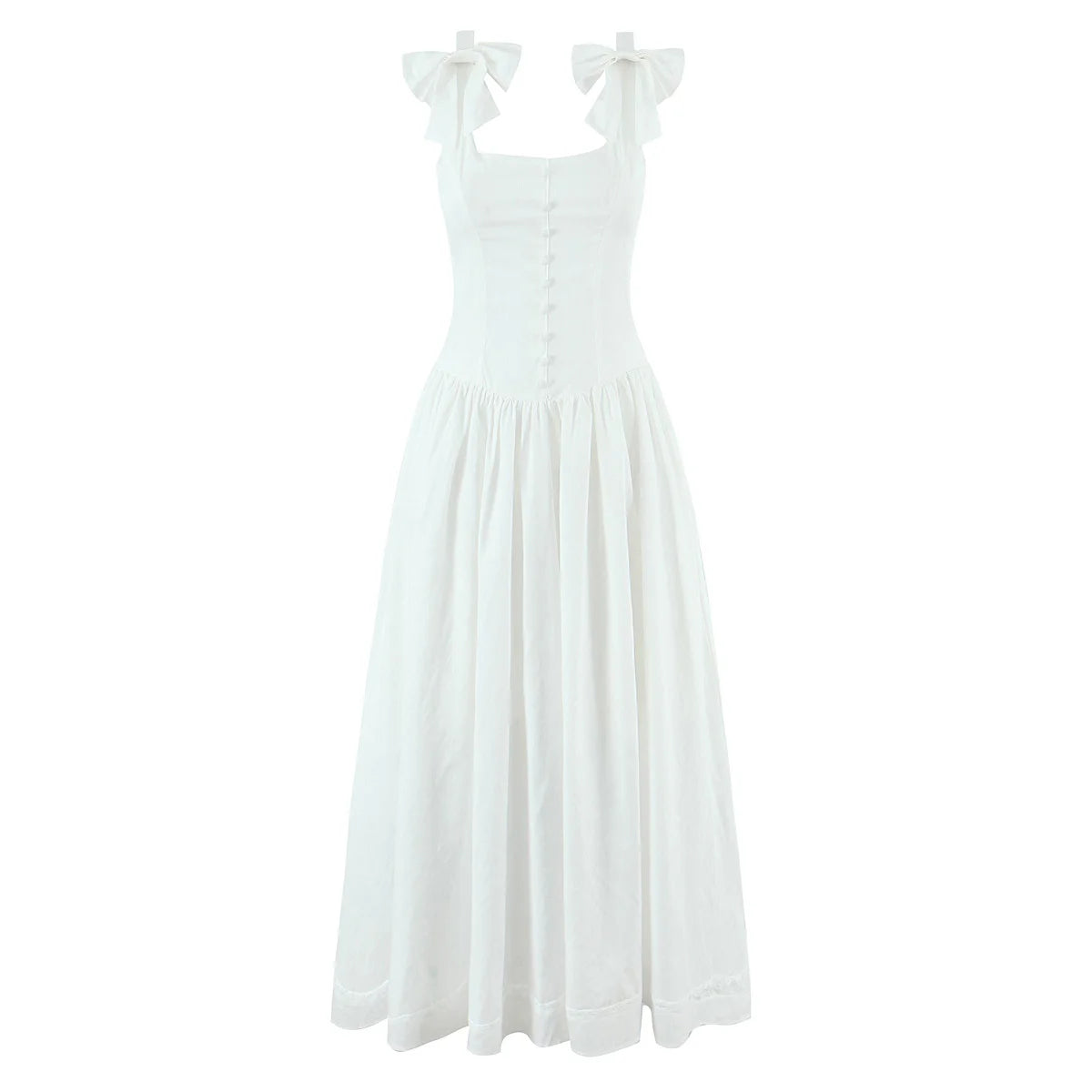 White Bow Strap Sleeveless Dress