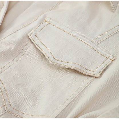 White Sleeveless Collared Denim Maxi Dress