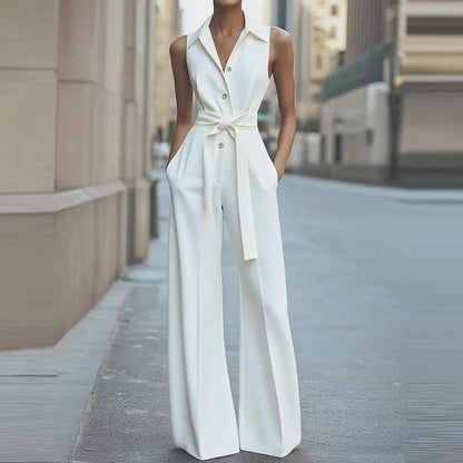 Lapel Button-up Romper