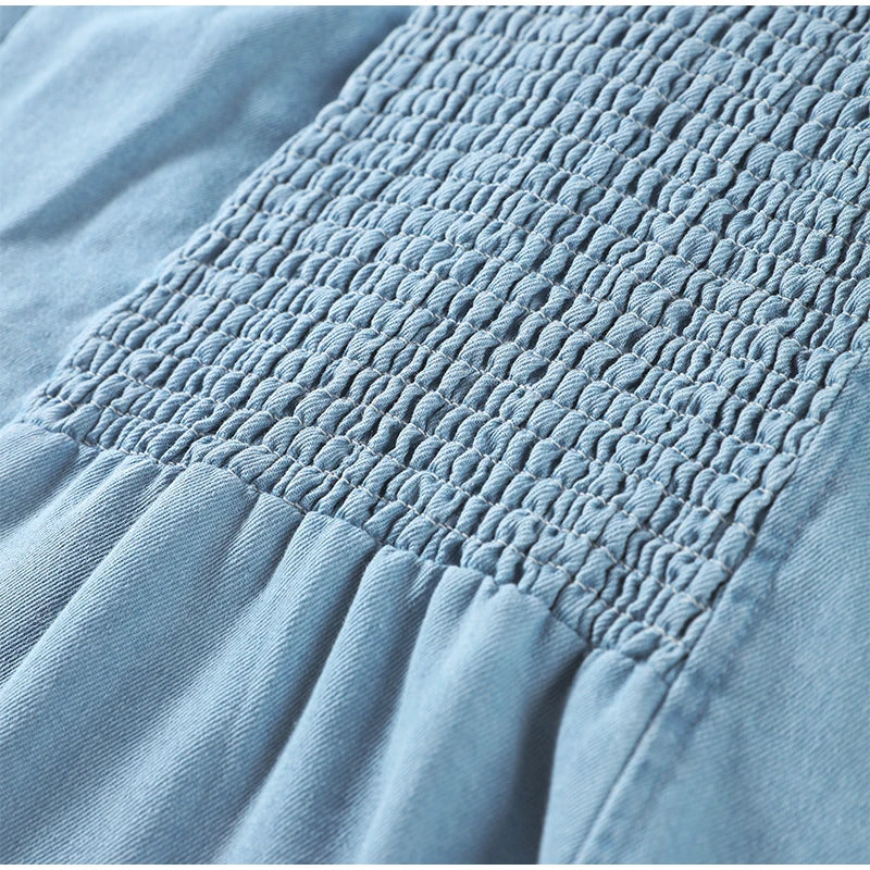 Sleeveless Denim Collared Maxi Dress