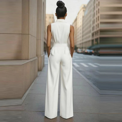Lapel Button-up Romper