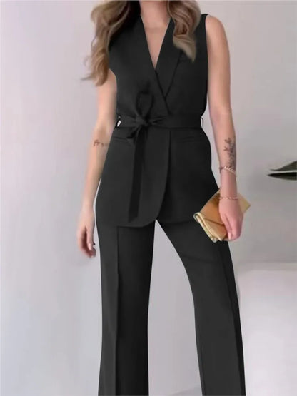 Sleeveless Blazer Trousers 2-piece Set