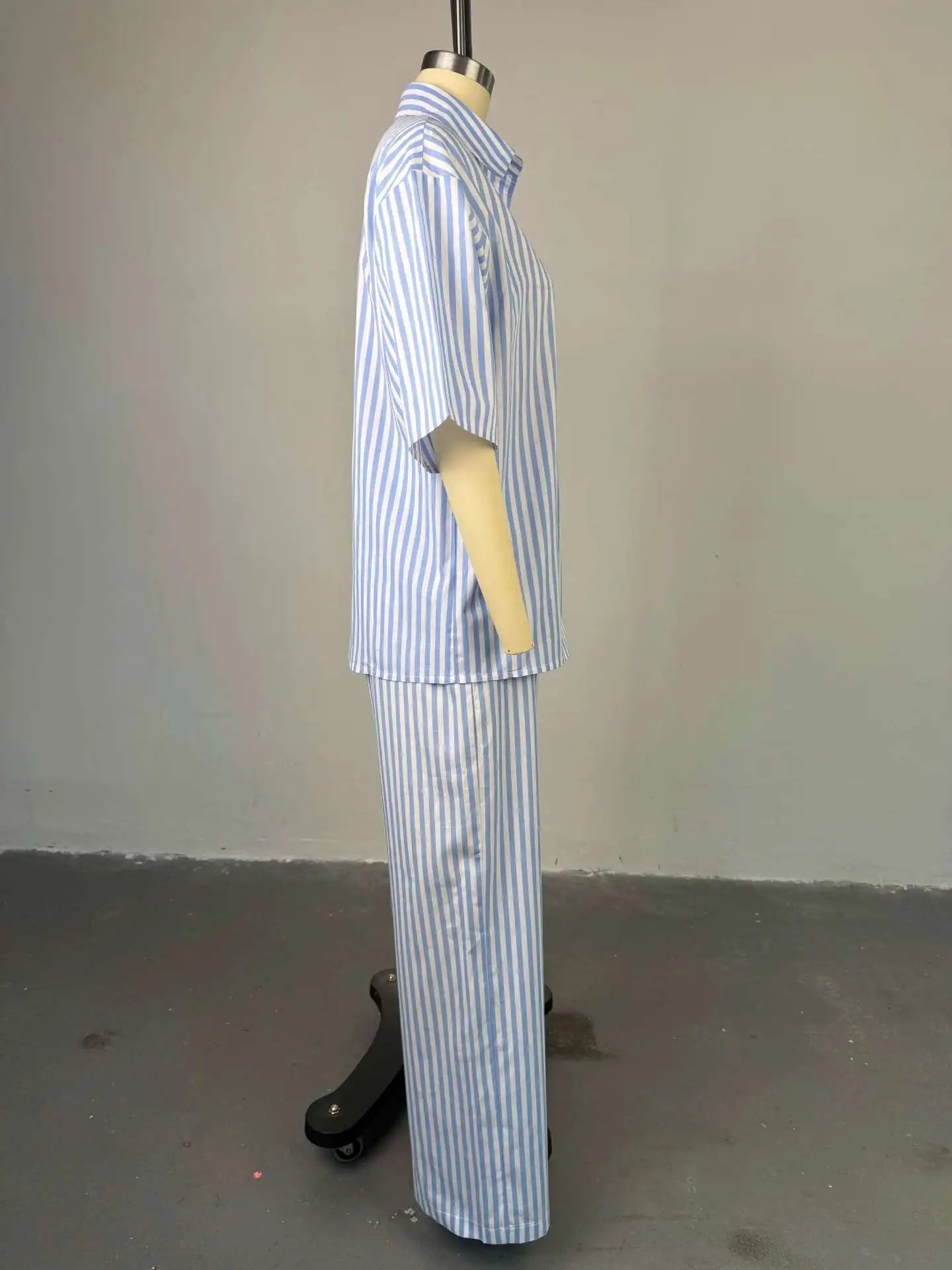 Women's Striped Half Sleeve Two Piece Set