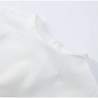 Elegant Solid Shawl Waist Cinching Dress