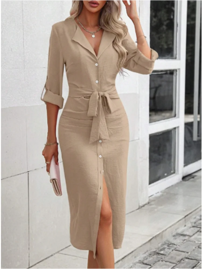 V-neck Button-Up Dress