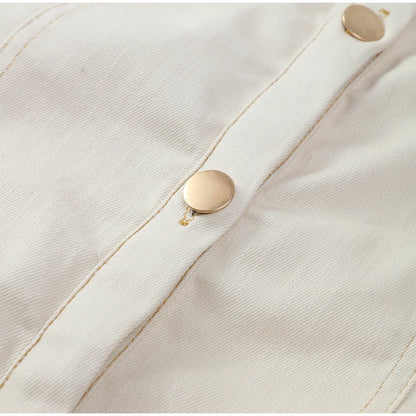 White Sleeveless Collared Denim Maxi Dress