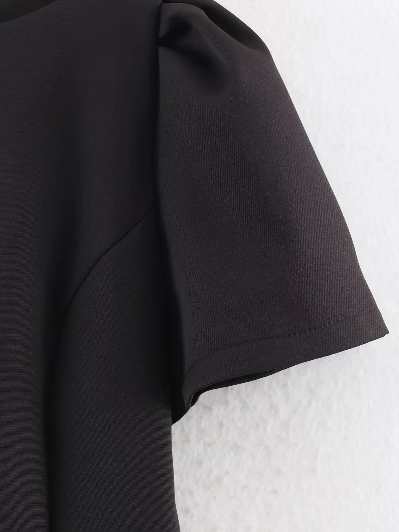 Elegant Solid Color Puff Sleeve Dress