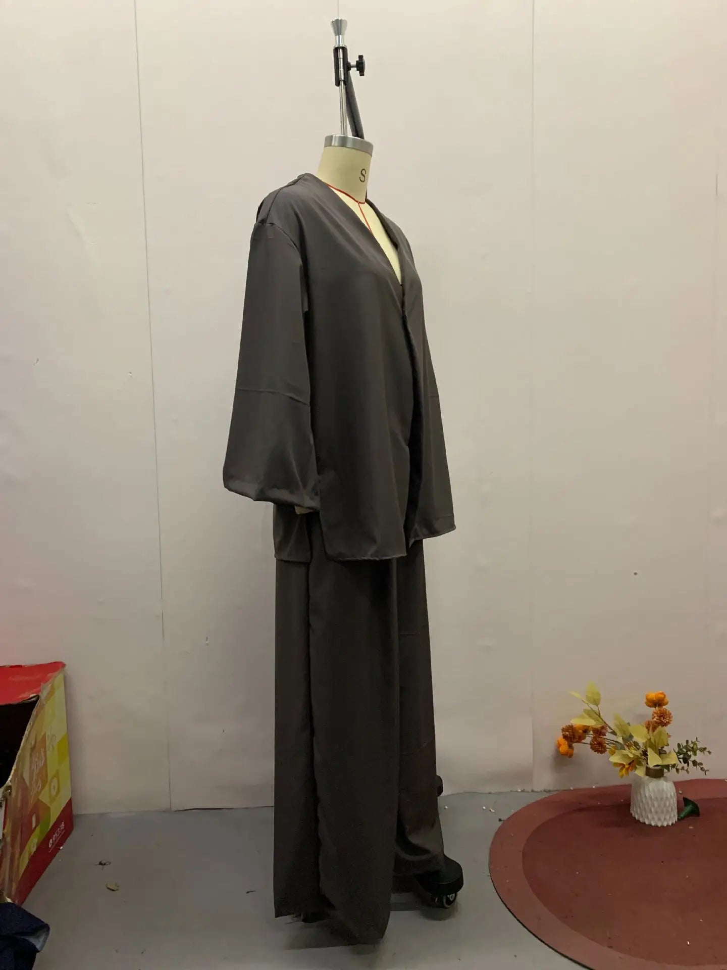 Women Loose Cotton Linen One Button Half Sleeve V-Neck Top & Pants Two-Piece Set
