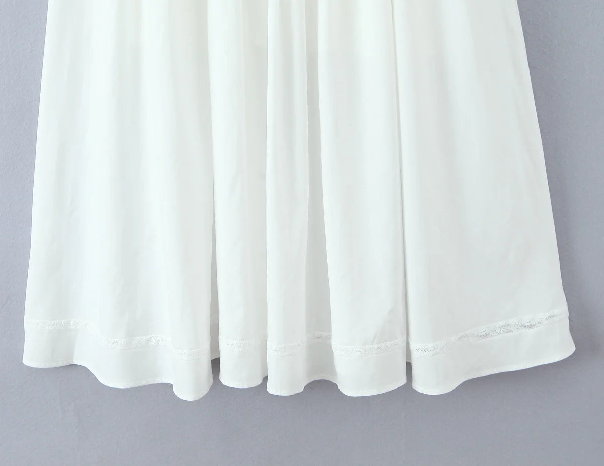 White Bow Strap Sleeveless Dress