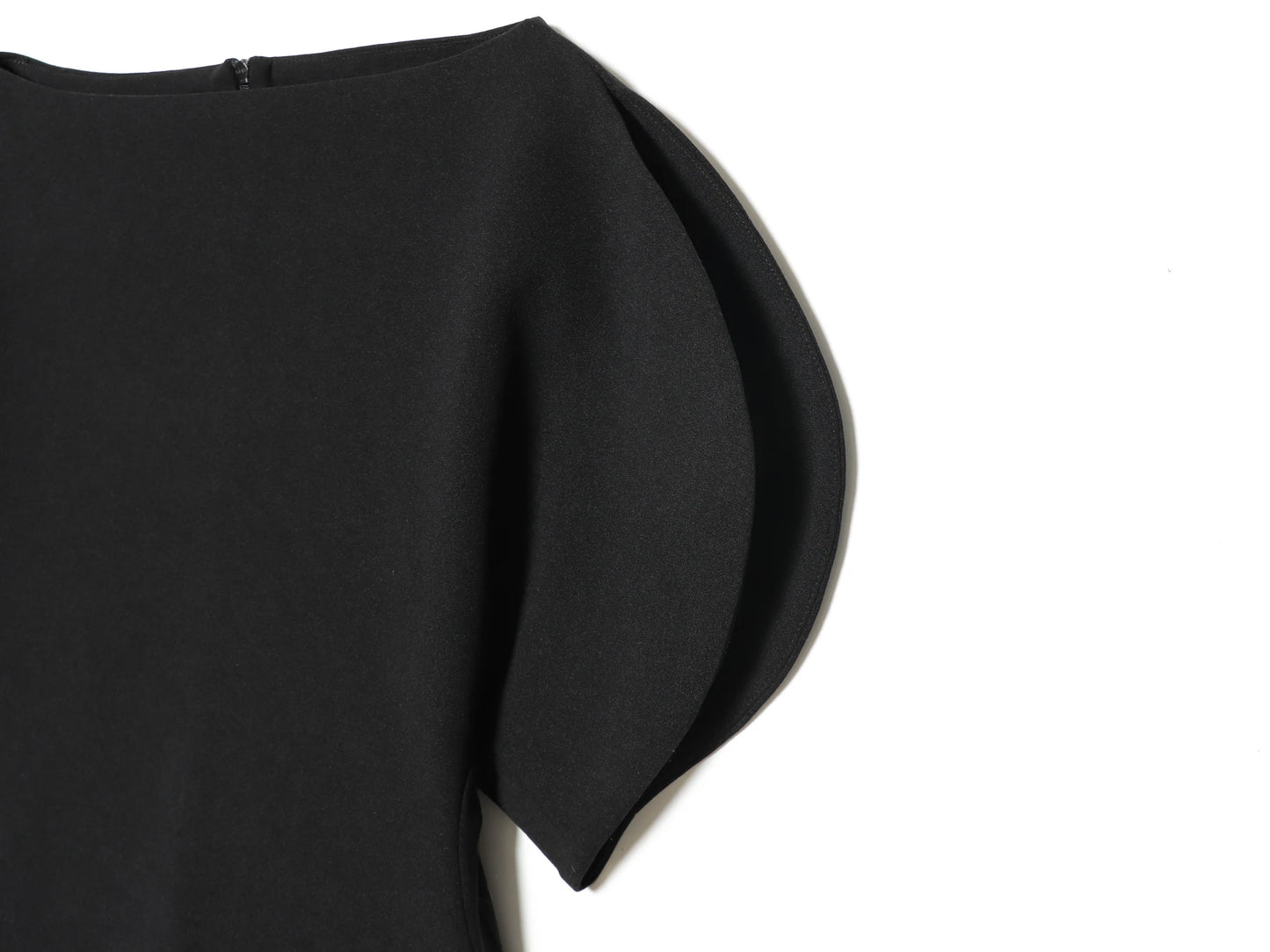 Elegant Asymmetrical Hem Solid Puff Sleeve Blouse