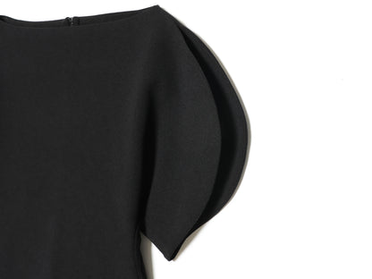 Elegant Asymmetrical Hem Solid Puff Sleeve Blouse